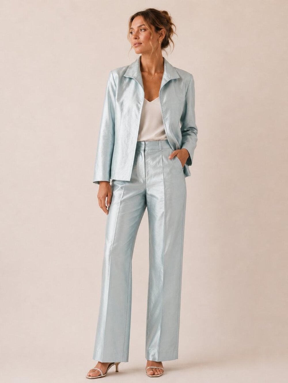 Y2K Kate Hill Light Blue Silk Suit Size 10P